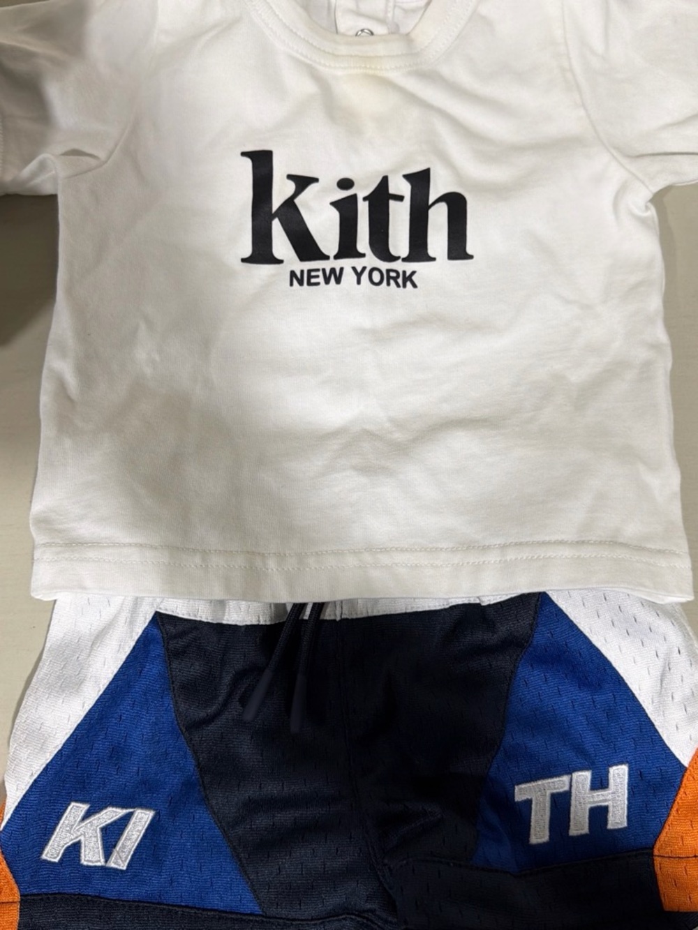 Kith White Tee with Black Logo with Shorts